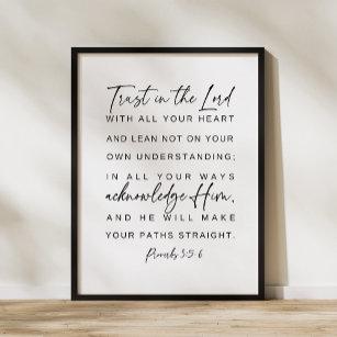 Proverbs 3:5-6 Trust in the Lord, Bible verse Poster