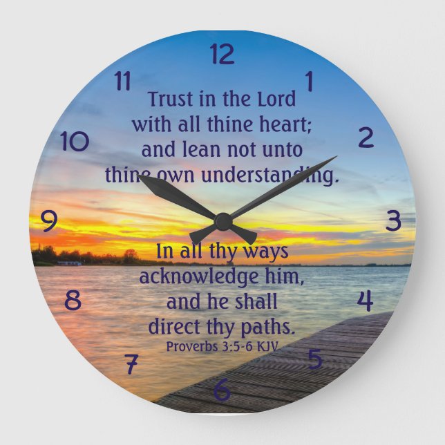 Proverbs 3:5-6 Trust in the LORD Christian Large Clock (Front)