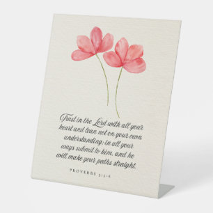 Proverbs 3:5–6 Trust in the Lord Pink Floral Pedestal Sign