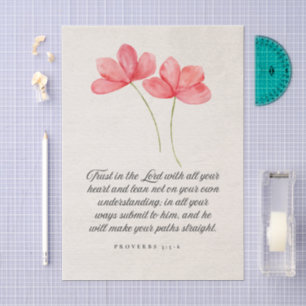 Proverbs 3:5–6 Trust in the Lord Pink Floral Tissue Paper