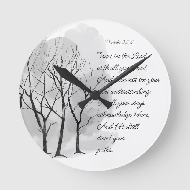Proverbs 3:5-6 Trust in the Lord Round Clock (Front)