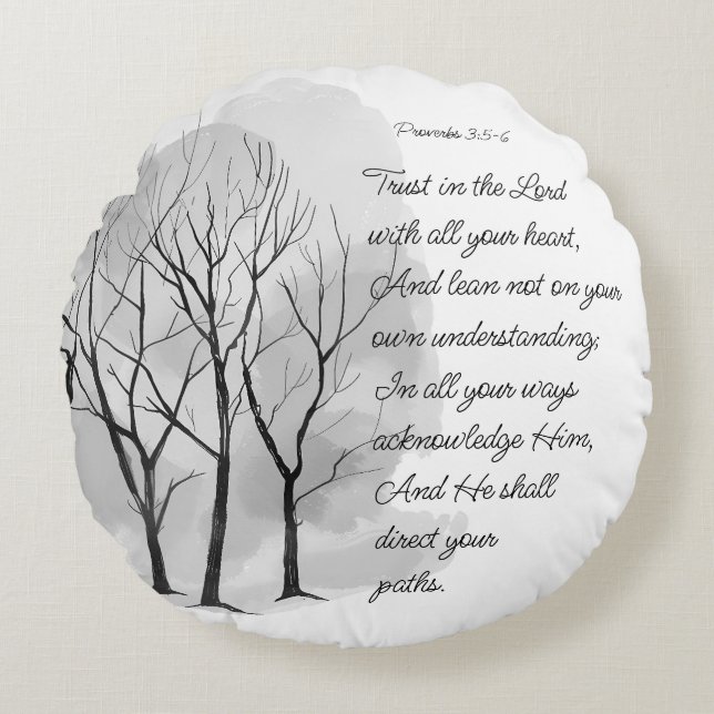 Proverbs 3:5-6 Trust in the Lord Round Cushion (Front)