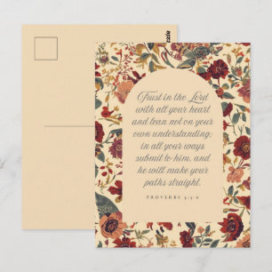 Proverbs 3:5–6 Trust in the Lord Vintage Floral Postcard