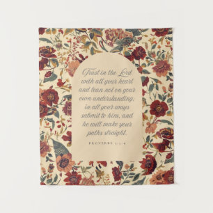 Proverbs 3:5–6 Trust in the Lord Vintage Floral Tapestry