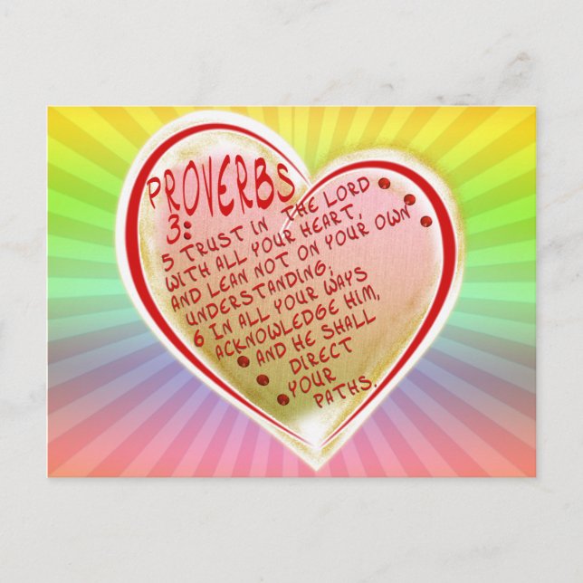 PROVERBS 3:5-6 TRUST IN THE LORD W ALL YOUR HEART POSTCARD (Front)