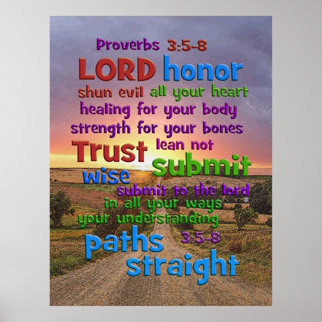 Proverbs 3:5-8 Long Path Poster (Front)