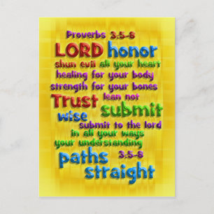 Proverbs 3:5-8 Yellow Foil Postcard