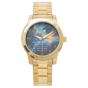 Proverbs 3:5 beautiful Ocean and the Sky Large Cl Watch