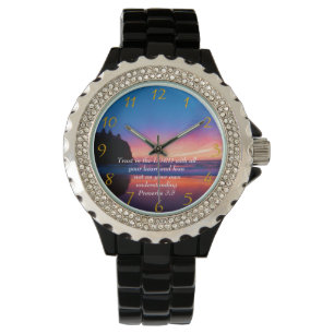 Proverbs 3:5 beautiful Ocean and the Sky  Large Cl Watch