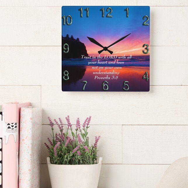 Proverbs 3:5 beautiful Ocean and the Sky  Square Wall Clock (Creator Uploaded)