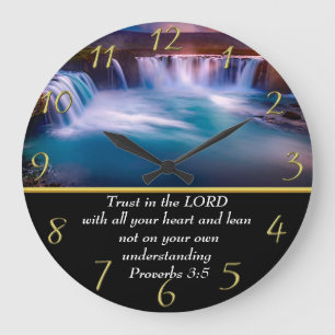 Proverbs 3:5 Christian Faith a waterfall   Large Clock