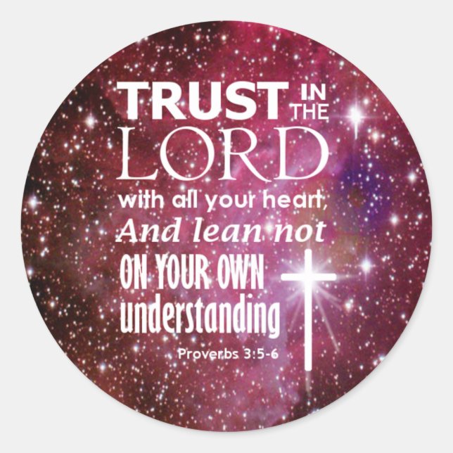 Proverbs 3:5 classic round sticker (Front)