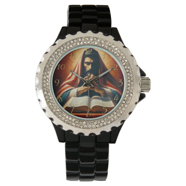 Proverbs 3:5 holy bible with hands  watch (Front)