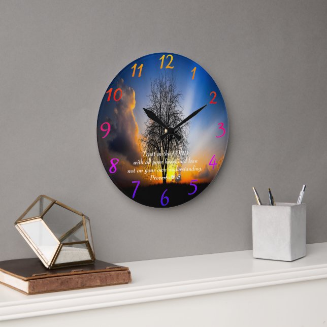 Proverbs 3:5 rd large clock (Office)