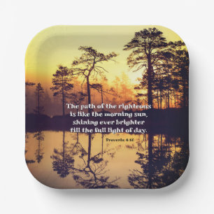 Proverbs 4:18 Path of the Righteous Bible Verse Paper Plate