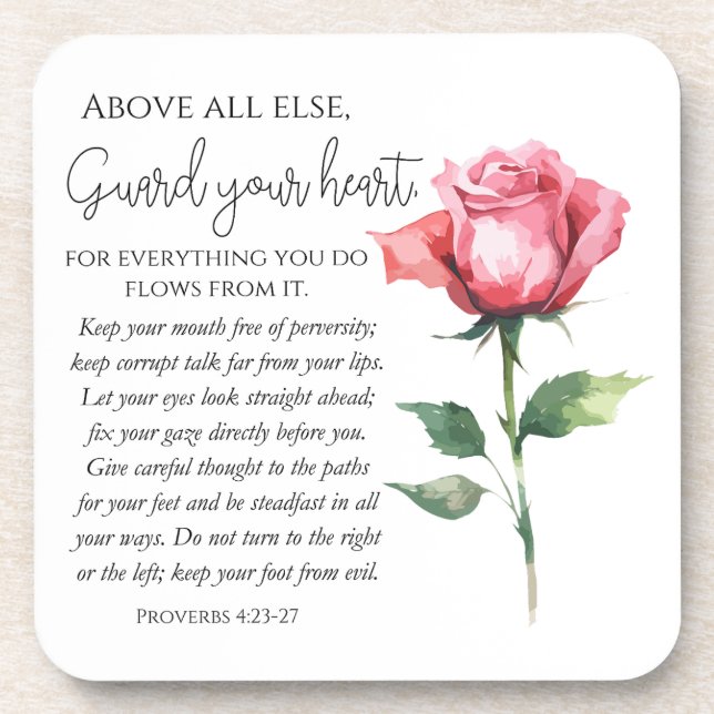 Proverbs 4:23-27 Guard your heart Scripture Flower Coaster (Front)