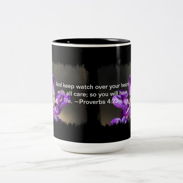 Proverbs 4:23 Two-Tone coffee mug (Center)