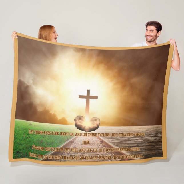 Proverbs 4:25-27 Cosy Bible Verse Fleece Blanket (In Situ)