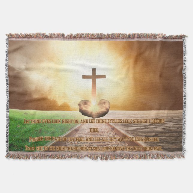 Proverbs 4:25-27 Cosy Bible Verse Throw Blanket (Front)