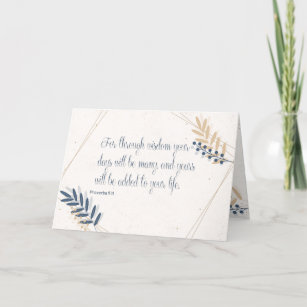 Proverbs 911 Bible Verse Blue and Gold Birthday Card
