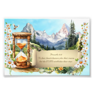 Proverbs Art Print Alps Daisies Hourglass 4 x 6