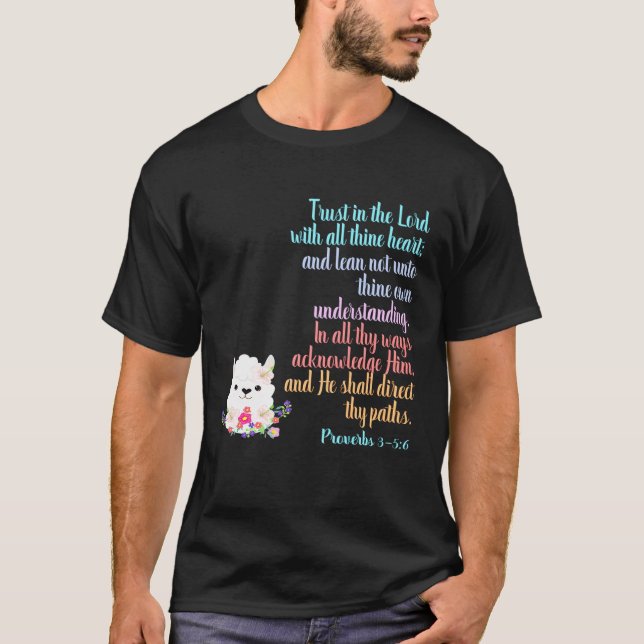 Proverbs Bible Verse Rainbow Llama Pr T-Shirt (Front)