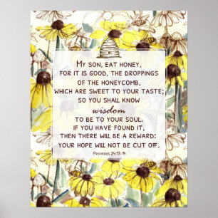 Proverbs Eat Honey Bee Skep Honeybees Wildflowers Poster