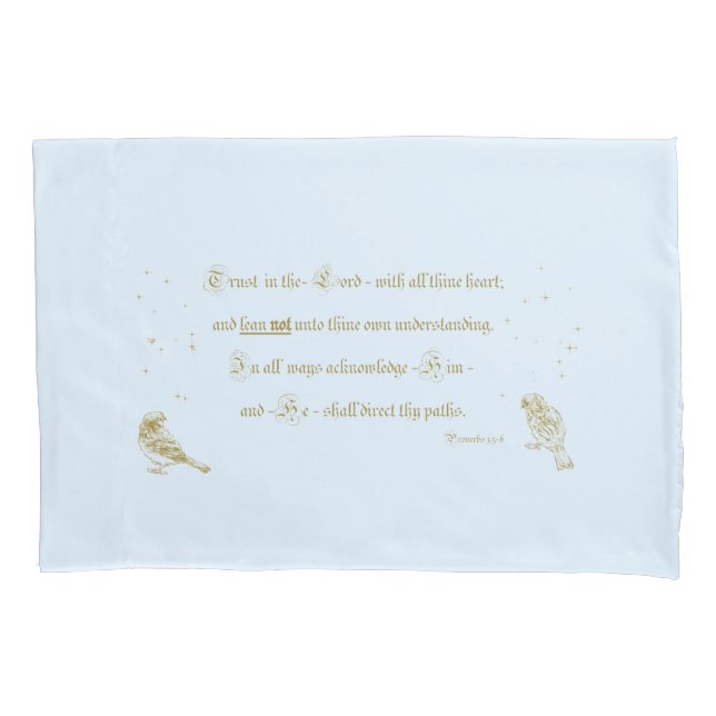 Proverbs Pillowcase Trust in the Lord blue tan (Front)