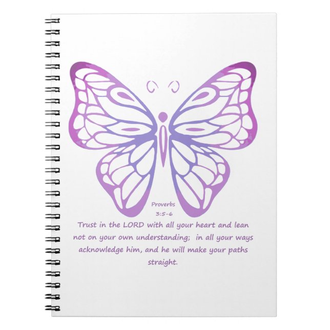 Proverbs Scripture Inspiration Butterfly art Notebook (Front)