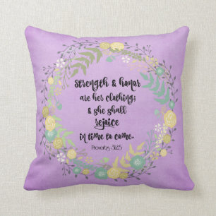 Proverbs Strength and Honour Bible Verse Cushion