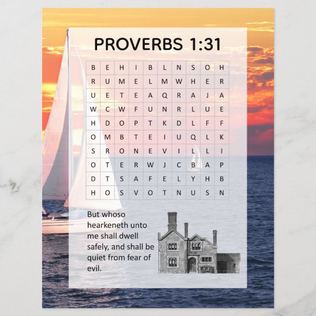 Proverbs Sunset Sailing Church Activity Flyer (Front)