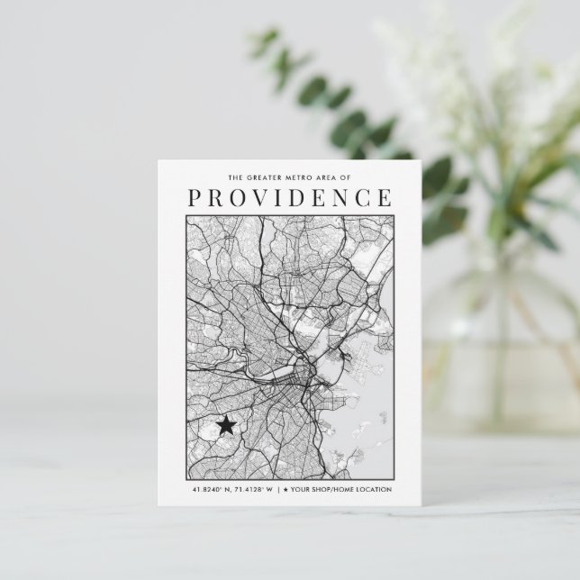 Providence City Map + Location Marker Postcard (Standing Front)