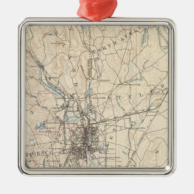 Providence, Massachusetts Metal Tree Decoration (Front)