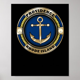 Providence Rhode Island Anchor Emblem Sticker Poster