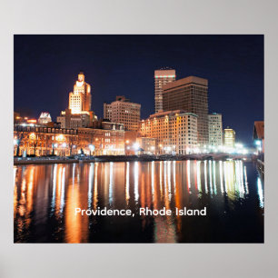 Providence, Rhode Island at night Poster