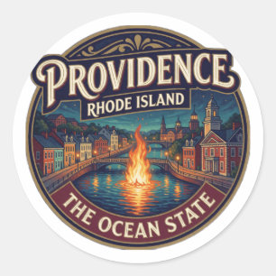 Providence Rhode Island Capital New England Classic Round Sticker