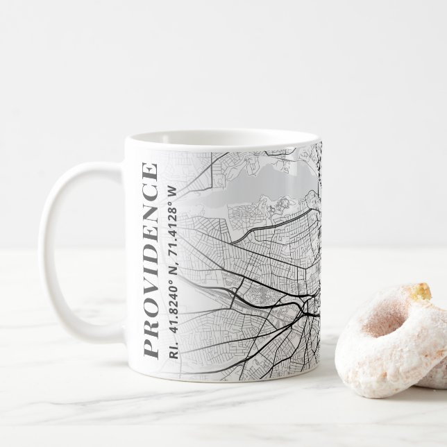 Providence, Rhode Island City Map | Coffee Mug (With Donut)