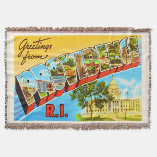 Providence Rhode Island RI Vintage Travel Souvenir Throw Blanket