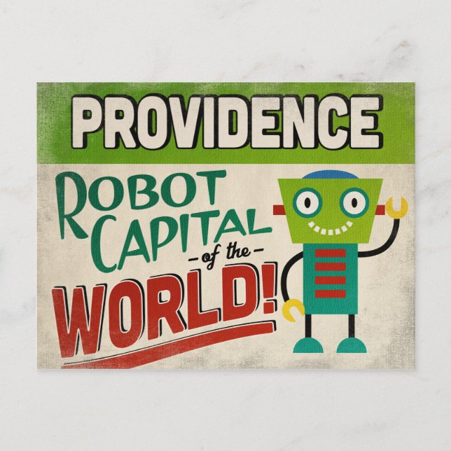 Providence Rhode Island Robot - Funny Vintage Postcard (Front)