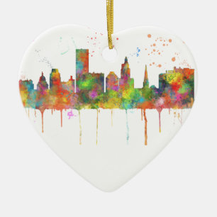 PROVIDENCE, RHODE ISLAND SKYLINE CERAMIC TREE DECORATION