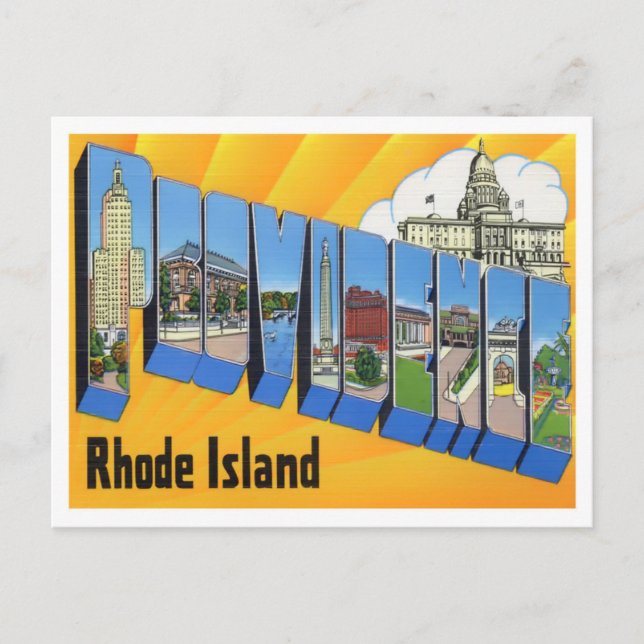 Providence, Rhode Island Vintage Big Letters Postcard (Front)