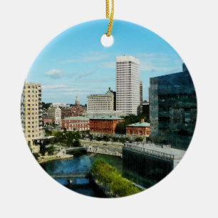 Providence RI Skyline Ceramic Tree Decoration