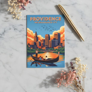 providence skyline and sunset postcard