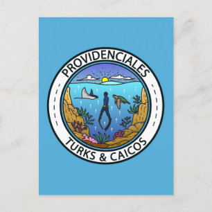 Providenciales Turks and Caicos Scuba Badge Postcard