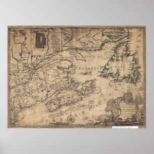 Province of Nova Scotia Canada Map (1776) Poster