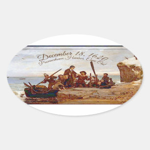 "Provincetown Harbor landing of The Pilgrims" Oval Sticker