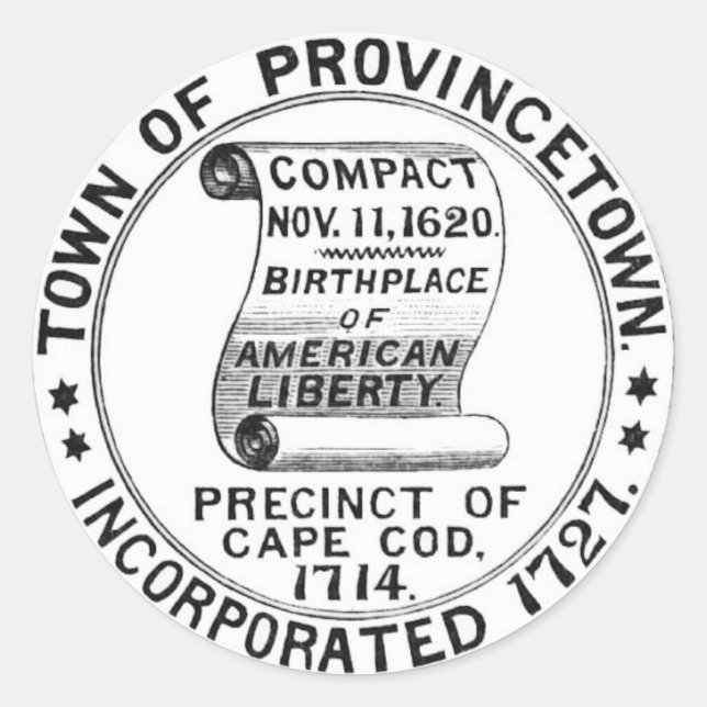 Provincetown Massachusetts Town Seal Round Sticker (Front)