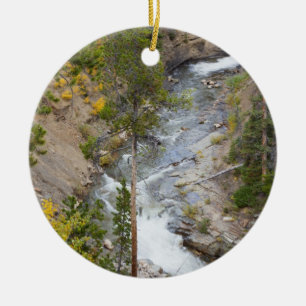 Provo River and aspen trees 14 Ceramic Tree Decoration