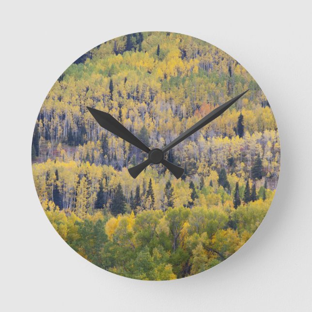 Provo River and aspen trees 3 Round Clock (Front)