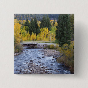 Provo River and aspen trees 8 15 Cm Square Badge